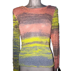 Chaser Womens Knitted Pullover Sweater Fermo Space Dye Weave Back Pink Pistachio
